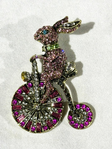 Bunny on a Bike Brooch