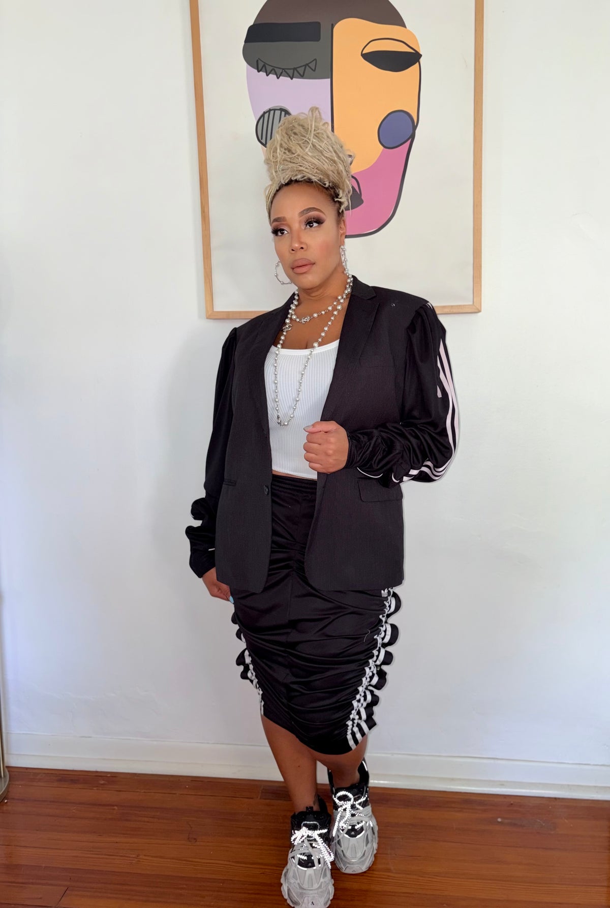 Black/Light Pink Stand on Business Blazer