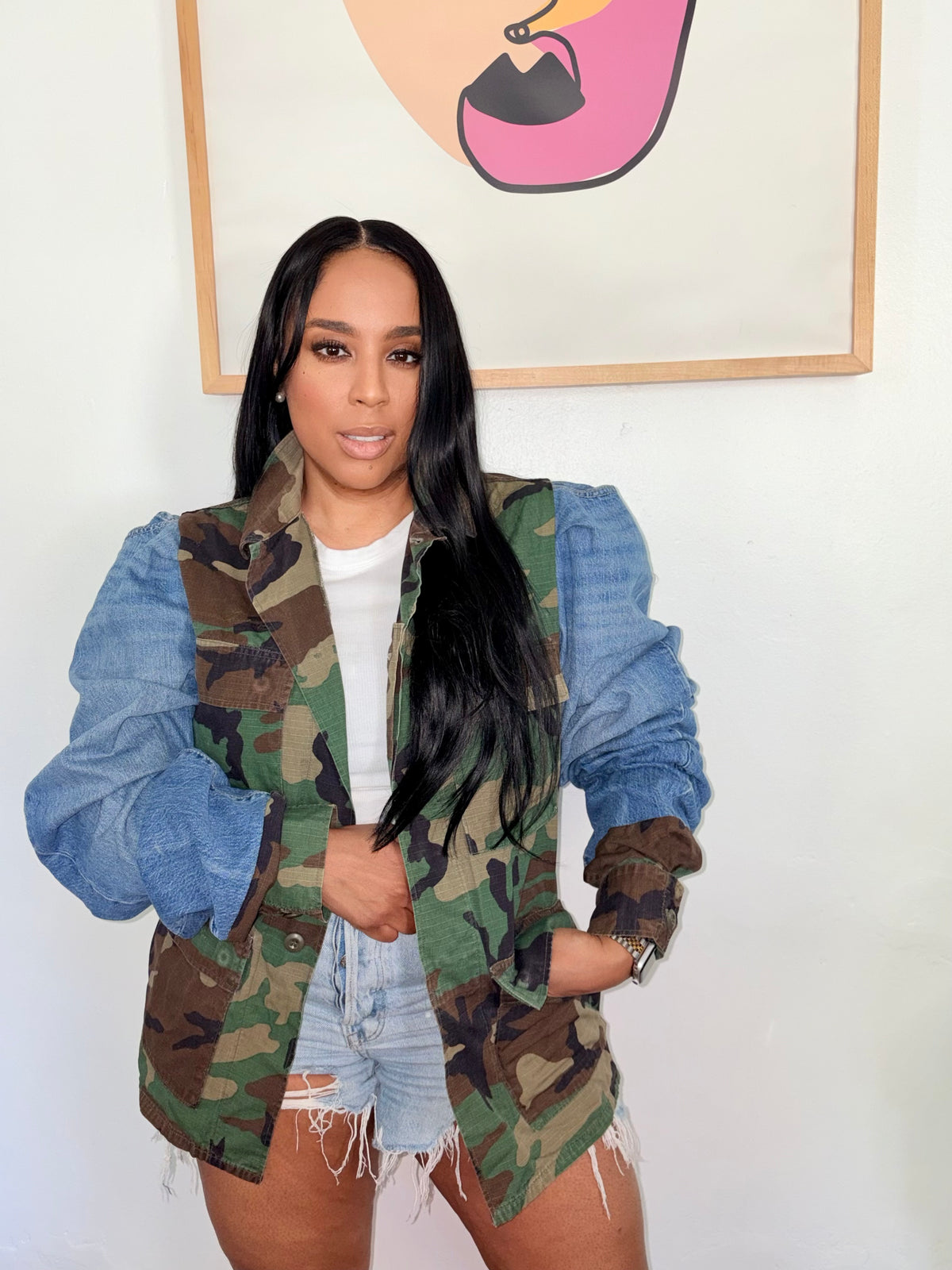 “CasualTea” Denim/Camo Jacket