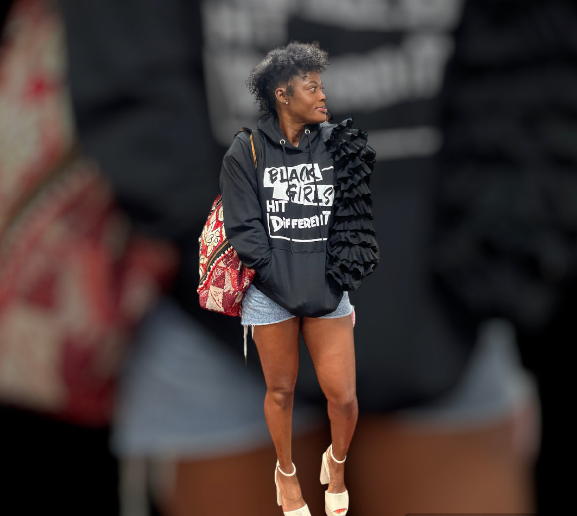 Black Girls Hit Different” Ruffle Sweatshirt – NDulge Collection